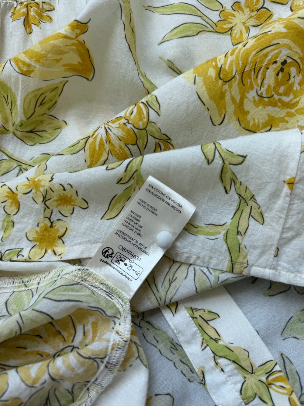 Peasant pintuck Anthropologie longsleeve yellow floral cottagecore buttondown XL - Picture 9 of 9